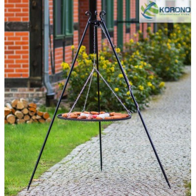 Schwenkgrill Dreibein 200 cm mit Grillrost 50-80cm aus Rohstahl mit Kurbel 